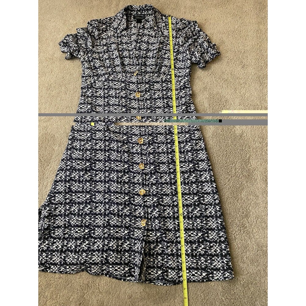 St. John Collection 100% Silk Tweed Print Midi Dress Quiet Luxury Women’s 12 - Picture 11 of 14